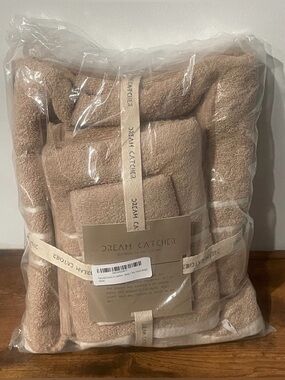 100% Turkish Towel Set - 1 Wash Cloth, Hand, 1 Face, 1 Body, 1 Mat Towel (Beige)